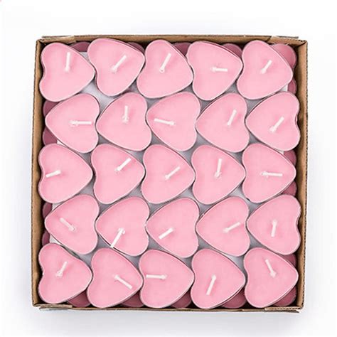 50 Pack Heart Candles Small Smokeless Candles Romantic Confession