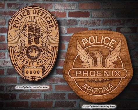 Personalized Wooden Phoenix Police Badge or Patch Plaque