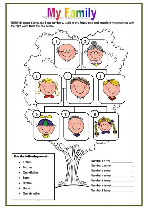 Family Member English ESL Vocabulary Worksheets - - EngWorksheets