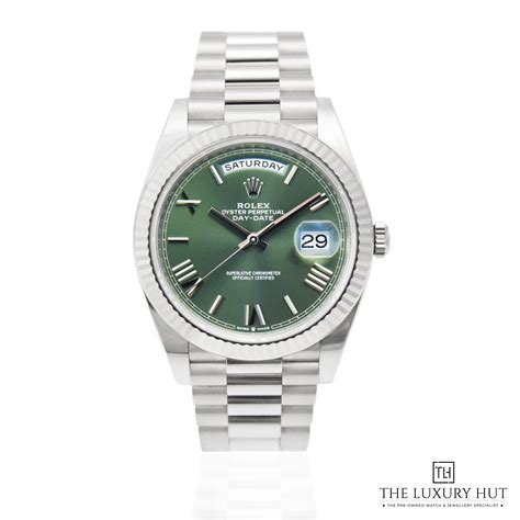 Buy Rolex Day Date White Gold Olive Green Dial Watches