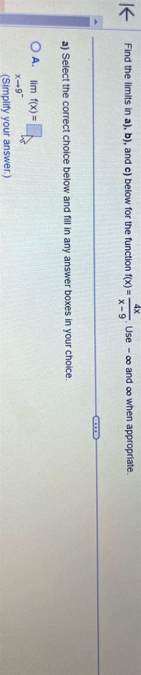 Solved Find The Limits In A B And C Below For The Chegg