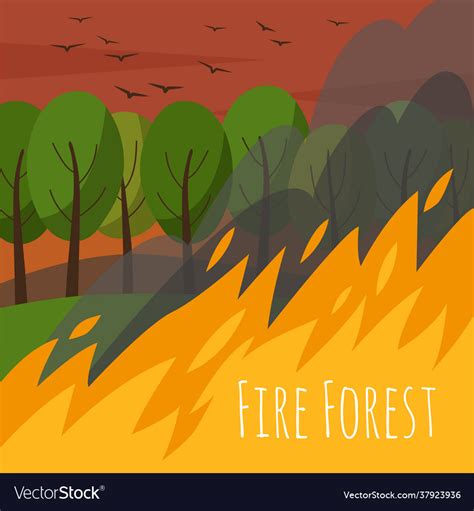 A scene with fire in forest and smoke Royalty Free Vector