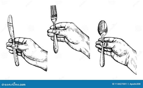 Croquis Disponible De Vecteur De Cuillère Et De Couteau De Fourchette