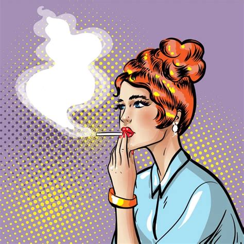 Fashionable Pin Up Smoking Girl With Smoking Cigarette In Her Hand