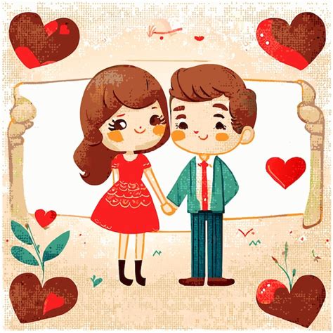 Premium Vector Cute Cartoon Couple Valentines Day Vibes