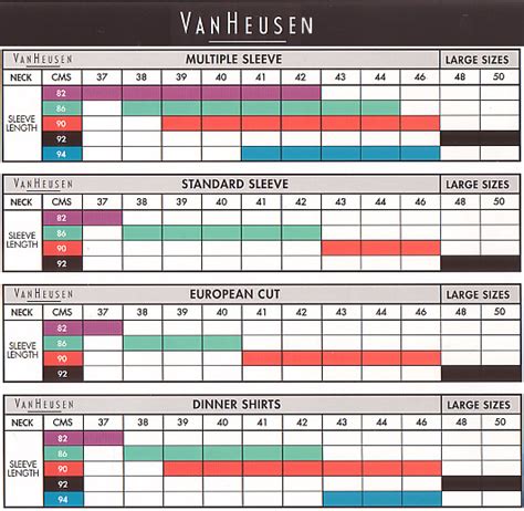 Van Heusen Size Chart | How to Measure Sleeve Length, Shirt Sizes