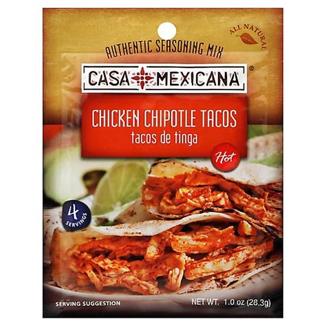 Casa Mexicana Chicken Chipotle Tacos Hot Authentic Seasoning Mix 1 Oz