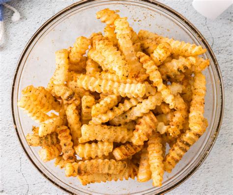 Frozen Crinkle Fries In Air Fryer Fork To Spoon