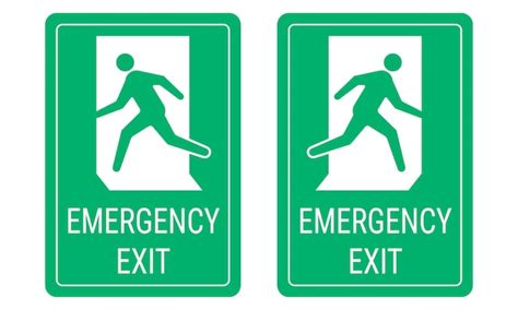 Premium Vector Set Of Emergency Exit Signs On White Background Green Exit Sign With A Running