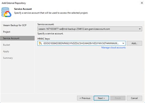 Step Specify Service Account Veeam Backup For Google Cloud User Guide