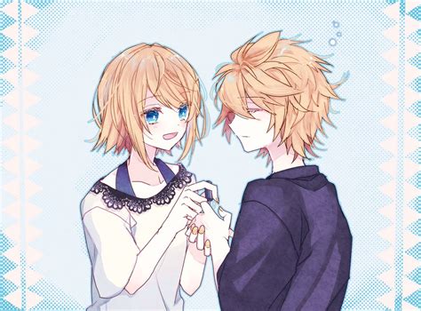 Kagamine Len Kagamine Rin 1girl 1boy Blonde Hair Blue Eyes Yellow