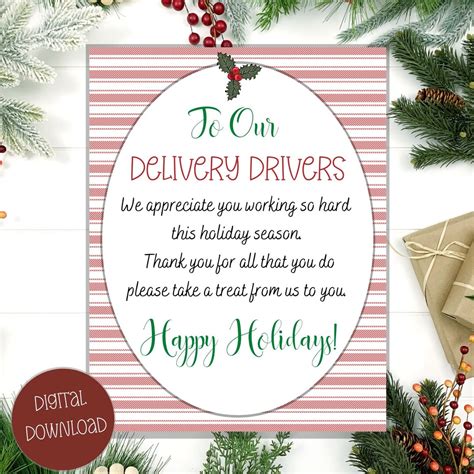 Printable Delivery Driver Snack Sign Christmas Printable Mailman Gift