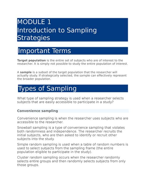 Edapt Week 4 NR 449 MODULE 1 Introduction To Sampling Strategies