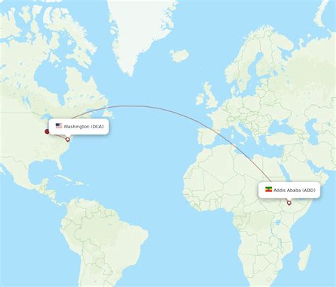 All Flight Routes From Addis Ababa To Washington ADD To DCA Flight