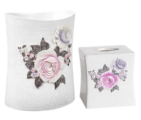 Zahari Home Pc Michelle Bathroom Set Waste Basket Tissue Cover