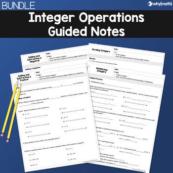 Integer Operations Guided Notes Bundle By Why Math TPT