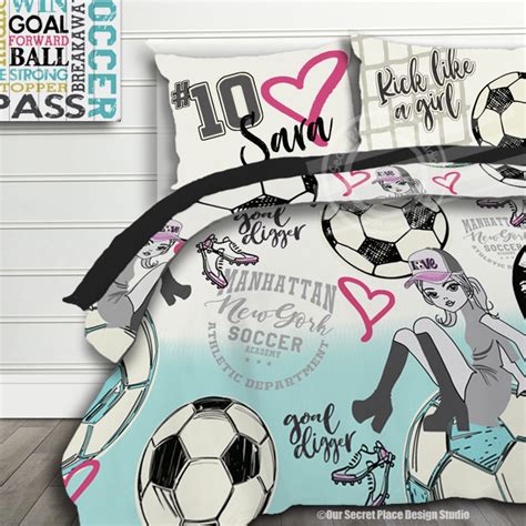 Girls Soccer Bedding Set Personalized Duvet Girls Tween Etsy