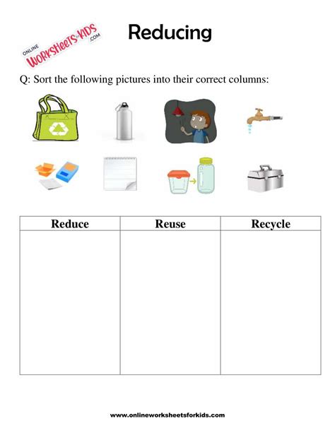 Printable Reduce Reuse Recycle Worksheets