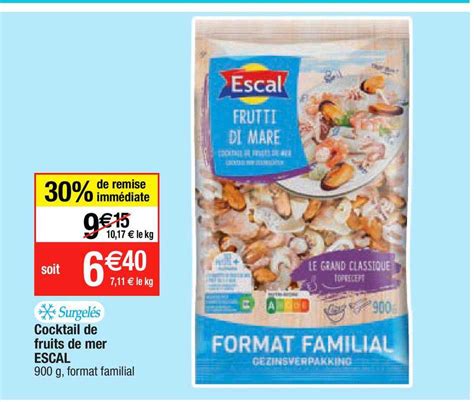 Offre Cocktail De Fruits De Mer Escal Chez Migros France