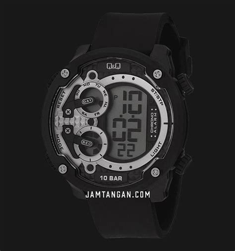 Q Q M169J800Y Men Digital Dial Black Rubber Strap No Box Jamtangan