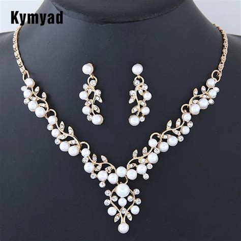 Kymyad Wedding Jewelry Sets Imitation Pearl Jewelry Set Simple Earrings