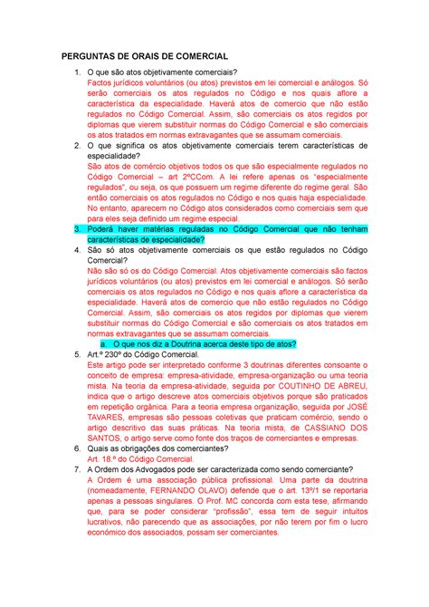 Perguntas DE Orais DE Comercial PERGUNTAS DE ORAIS DE COMERCIAL O Que