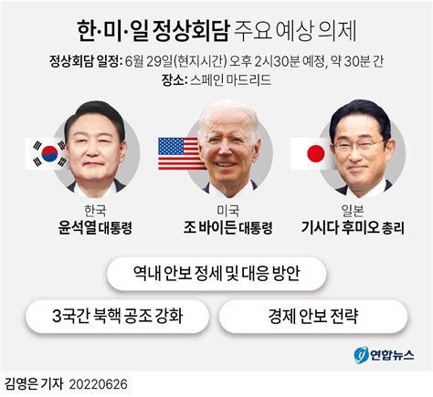 그래픽 한·미·일 정상회담 주요 예상 의제 연합뉴스