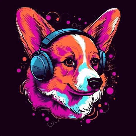 Premium Photo | Dog wearing a headphones illustration