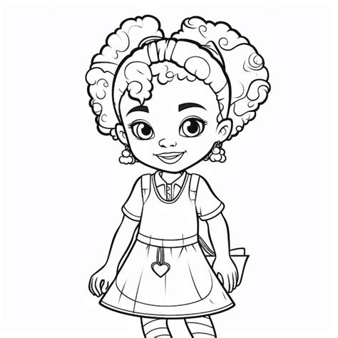 Premium Photo A Cartoon Girl With Curly Hair And A Dress Generative Ai