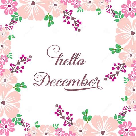 Lettering Text Of Hello December With Design Artwork Green Leafy