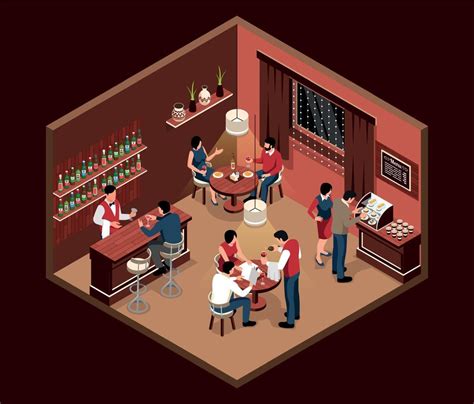 Isometric Restaurant Interior 19775477 Vector Art At Vecteezy