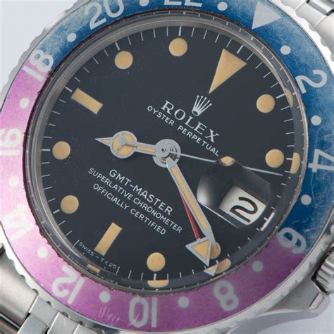 rolex ref  gmt master fuchsia bezel long  dial stainless