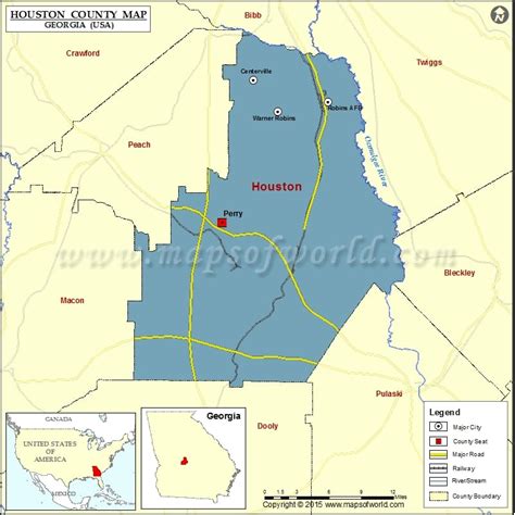 Houston GA County Map Map Of Houston County Georgia