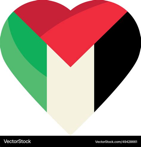 Palestine flag in heart shape Royalty Free Vector Image