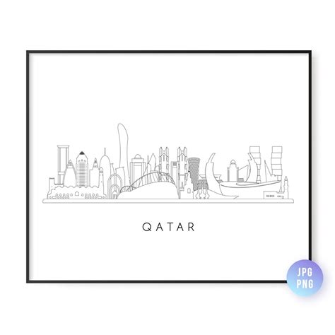 Qatar Skyline Print. Qatar Skyline Line Art. Instant Download. - Etsy