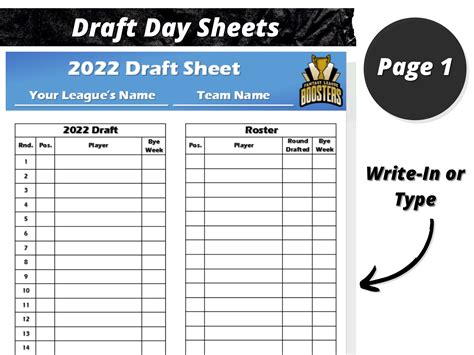 Fantasy Football Draft Sheets Printable