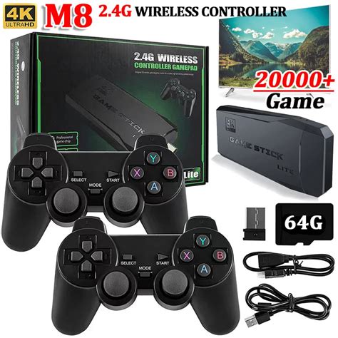 Consoles De Jeux Vidéo Stick Lite 4K M8 64 Go Double Contrôleur Sans