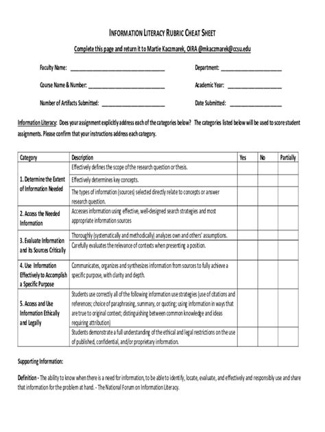 Fillable Online Docs Ccsu Information Literacy Cheat Sheet Fax Email