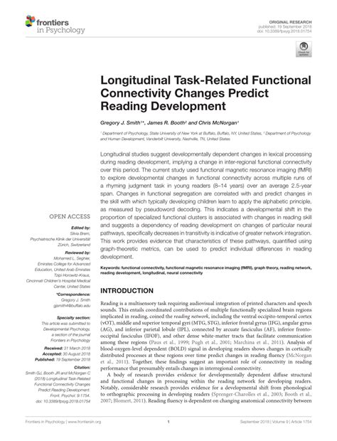 PDF Longitudinal Task Related Functional Connectivity Changes Predict