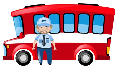 Bus Driver And Red Bus 369698 Vector Art At Vecteezy