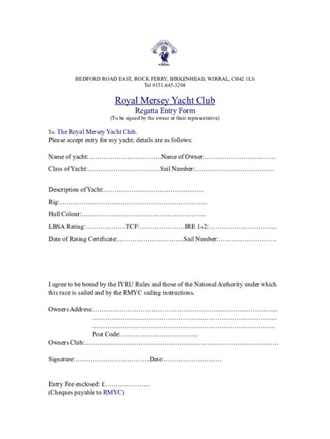 Fillable Online Regatta Entry Form 2 Fax Email Print PdfFiller