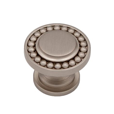 Perlina Collection 1 1 2 Diameter Round Beaded Knob In Satin Nickel