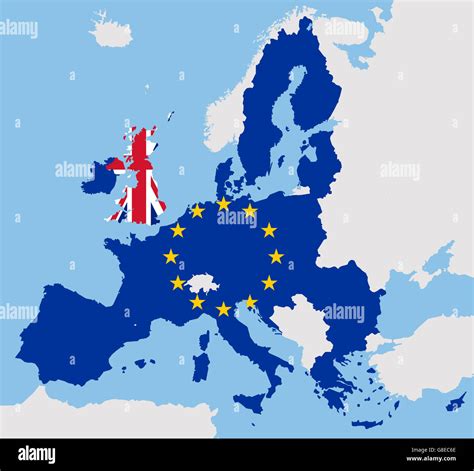 Brexit UK and EU map flags europe Stock Photo - Alamy