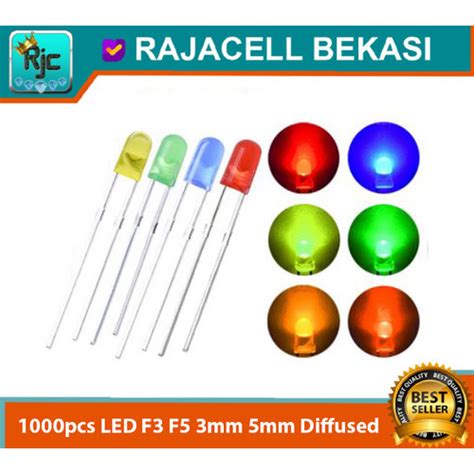 Jual 1000pcs LED F3 F5 3mm 5mm Merah Hijau Biru Kuning Diffused Super