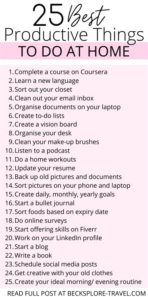 25 Productive Things To Do At Home Lifestyle Tips Productive Things