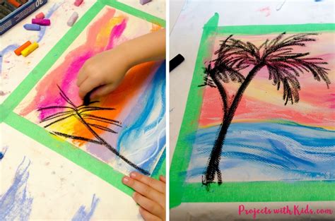 Create stunning chalk pastel sunsets with kids - Projects with Kids