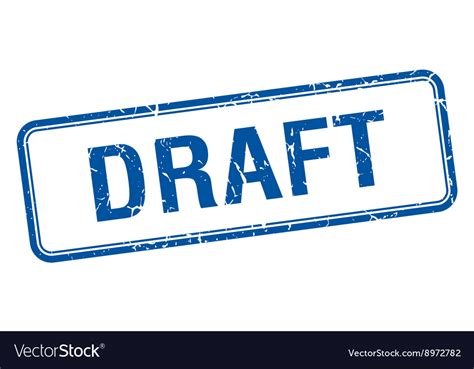 Draft Blue Square Grungy Vintage Isolated Stamp Vector Image