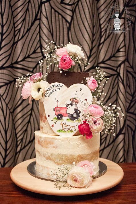 Naked Wedding Cake With Fresh Flowers Decorated Cake By CakesDecor
