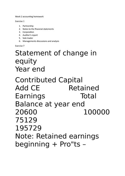 Week 2 Accounting Homework Week 2 Accounting Homework Exercise 1 1