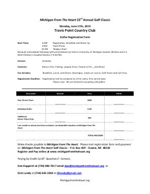 Fillable Online 2019 Golfer Registeration Form Docx Fax Email Print